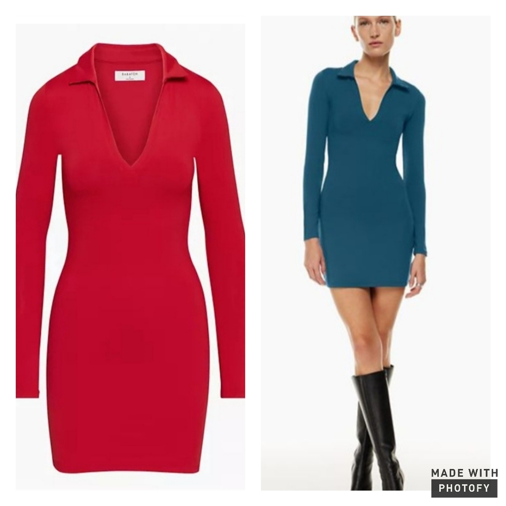 Babaton Contour Slim Polo Mini Dress sz S fiery red Party Going Out